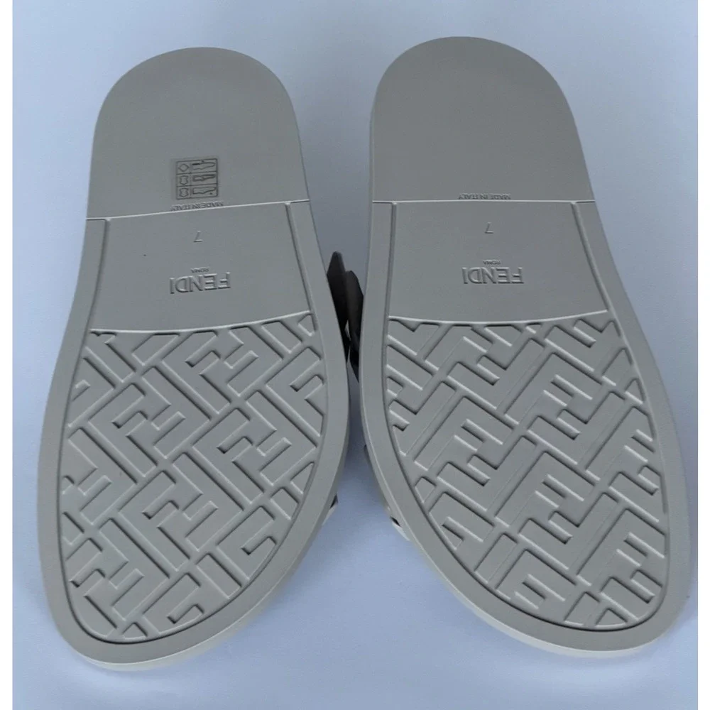 Fendi Men's FF Feel Slide Sandals Beige 8 US/7 UK IT 7X1604 NIB $1050